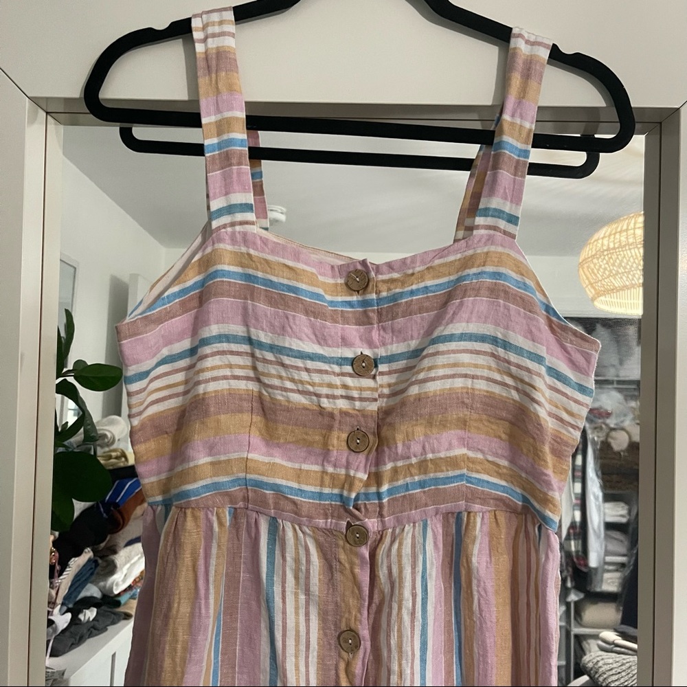 C&C California Stripe Linen Button Front Sleevele… - image 3